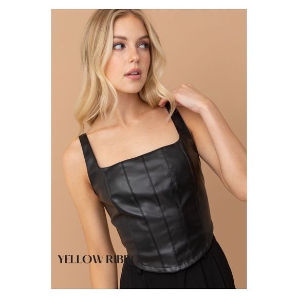 🆕 Black Vegan Leather Top - Picture 4 of 5